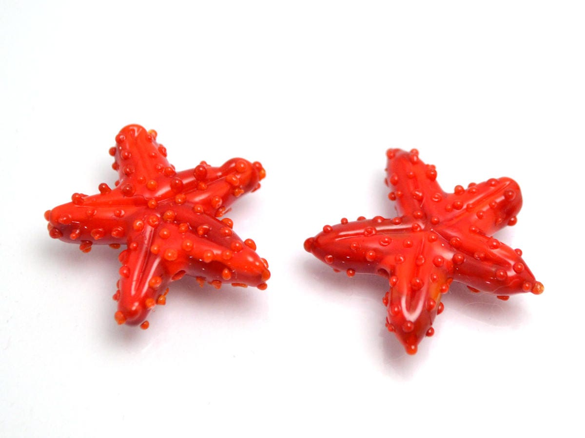 Red lampwork starfish Focal bead pendant Murano glass Lampwork ocean Jewelry marine glass beads Kid jewelry Nautical Jewelry making bead