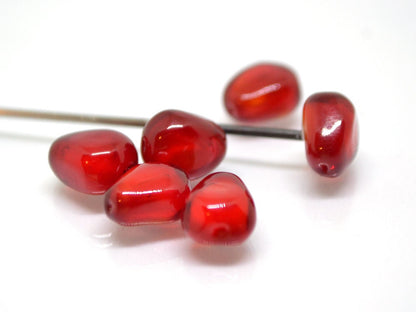 Pomegranate glass beads, Half-drilled beads, Glass red berry beads, Lampwork berry, Lampwork Beads for stud earrings