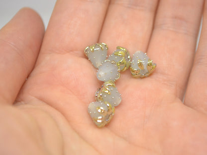 Pale blue berry beads with gold, Blue gold strawberry beads, Tiny glass beads, Blue 7mm beads, Handmade lampwork