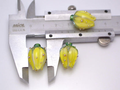 Sunny yellow flower lampwork beads Artisan lampwork Floral lampwork Bright and sunny Yellow beads Jewelry yellow earrings sunshine pendant