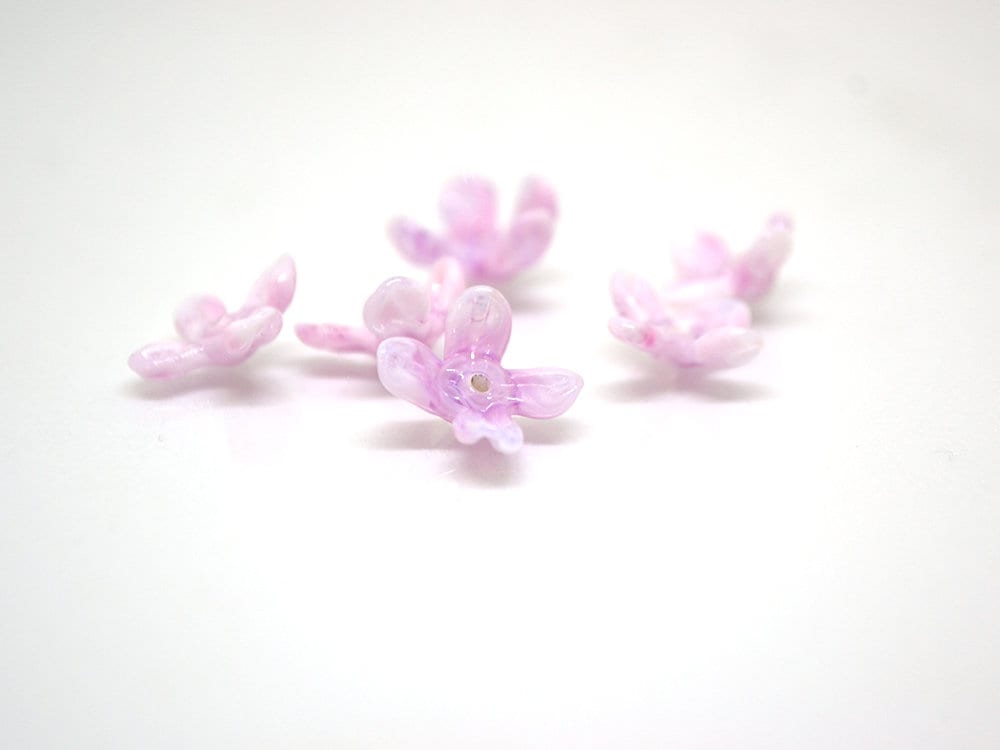 Lavender pink flower beads, Matiola flower beads, Tiny flowers, 12mm flower beads, Handmade glass beads, Artisan lampwork, Floral lampwork