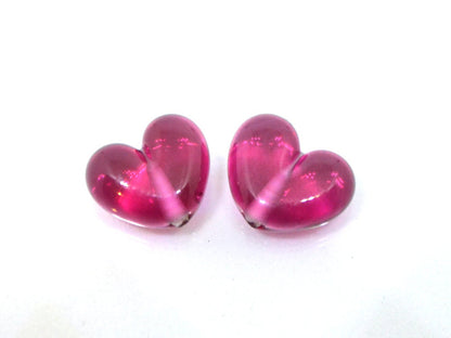 Small pink heart beads, Flat heart beads, Lampwork heart, Pink glass beads, Glass heart shape bead, Heart bracelet making, Artisan lampwork