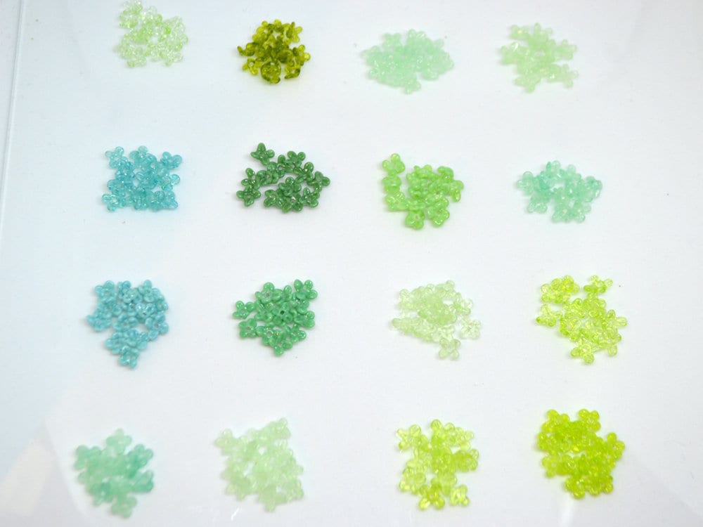 small flower beads green flowers for headband flowers tiara making mini glass flowers green glass flowers transparent frosted lampwork beads