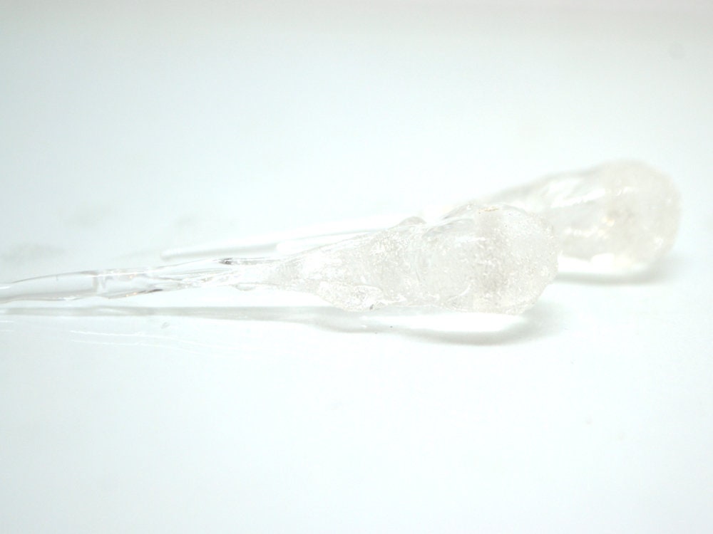 Frosted Icicle Glass Beads, Winter Lampwork, Transparent Glass beads, Xmas Lampwork, Christmas beads, Holiday beads, Artisan lampwork