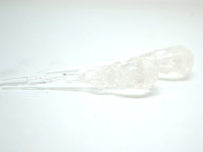 Frosted Icicle Glass Beads, Winter Lampwork, Transparent Glass beads, Xmas Lampwork, Christmas beads, Holiday beads, Artisan lampwork