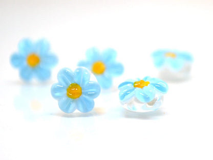 Sky blue Chamomile beads, Lampwork Chamomile flower bead, Aquamarine blue beads, Lentils beads, Blue flower bead, Baby blue, Field flower
