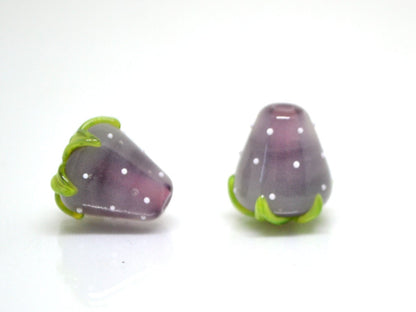 Pale purple Strawberry glass beads, Lampwork berry beads, Lampwork berries, Lampwork strawberry, Berry jewelry, Summer beads
