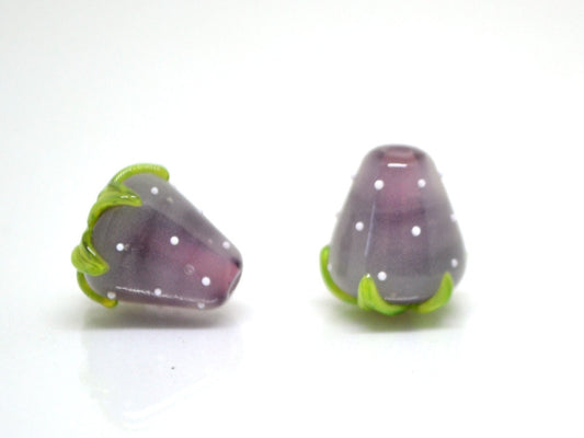 Pale purple Strawberry glass beads, Lampwork berry beads, Lampwork berries, Lampwork strawberry, Berry jewelry, Summer beads