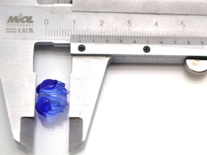 blue flower bead Lampwork flower Transparent beads Wedding jewelry Something blue Earrings making Dark blue bead Artisan Lampwork design