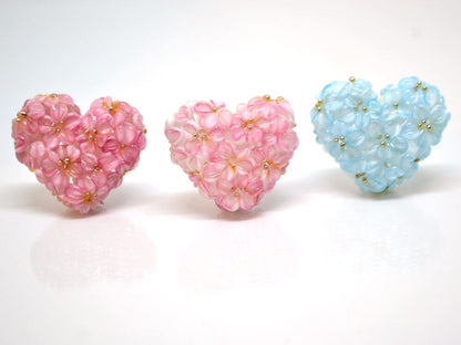 heart flower pendant glass heart pendant set of beads romantic jewelry making 3 heart pendant 3 sisters necklace floral art glass pendant