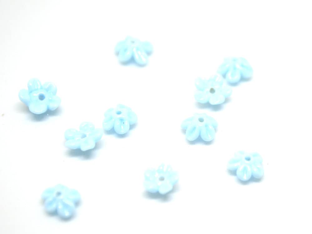 Opaque blue Mini flower beads, Blue spacer beads, Wedding lampwork, Flower bead caps, Something blue, Tiny flowers, Blue wedding beads