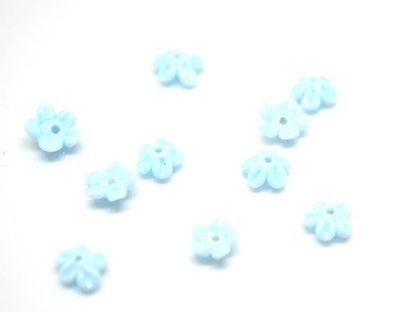 Opaque blue Mini flower beads, Blue spacer beads, Wedding lampwork, Flower bead caps, Something blue, Tiny flowers, Blue wedding beads