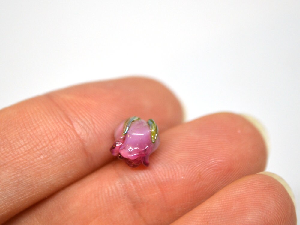 Pink wine 8mm rosebud beads, Pink Floral lampwork, Rose beads, Flower glass beads, Earrings Flower Beads, Murano Beads, Jewelry making