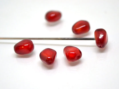 Pomegranate glass beads, Half-drilled beads, Glass red berry beads, Lampwork berry, Lampwork Beads for stud earrings