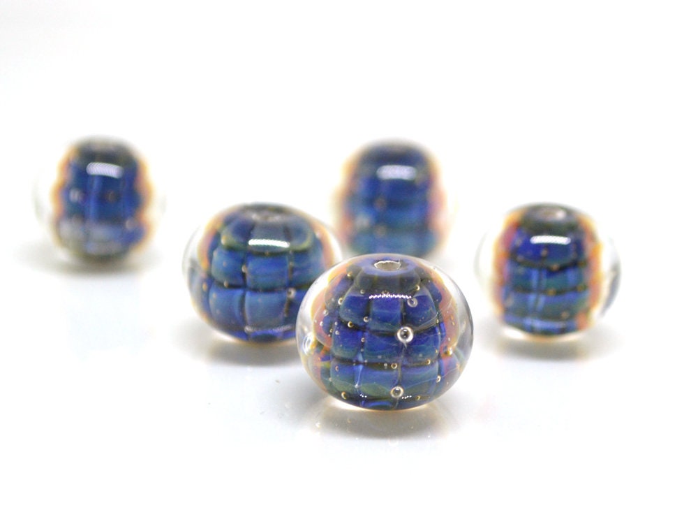 glass beads set for bracelet making lampwork beads blue glass beads green crocodile stripes beads reptile artisan lampwork rondelle lampwork