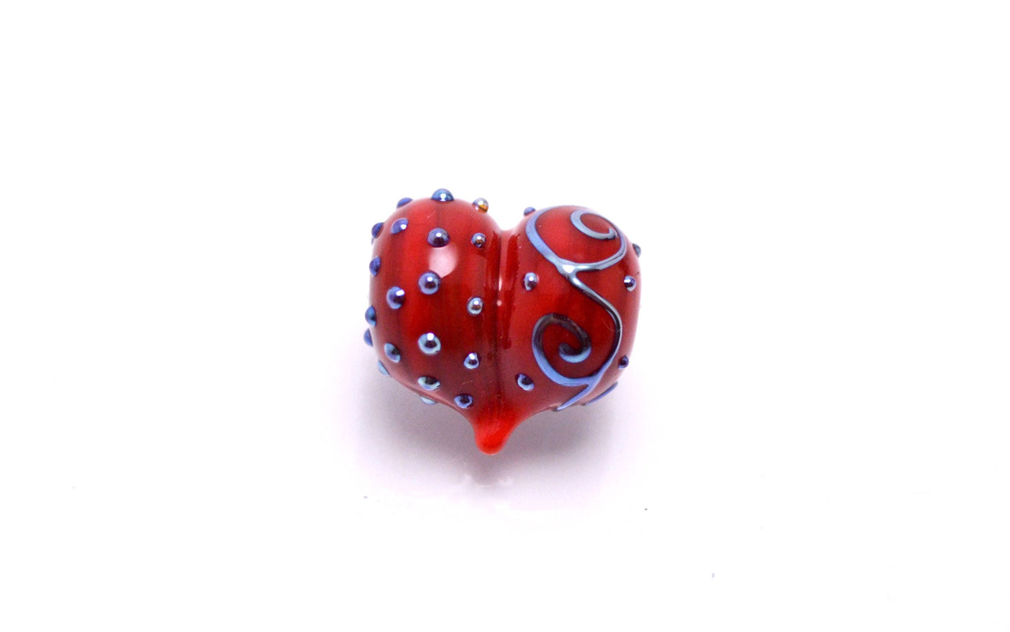 handmade red jewelry bead jewelry making set red bead glass heart shape bead Murano style bead artisan lampwork glass making red heart shape
