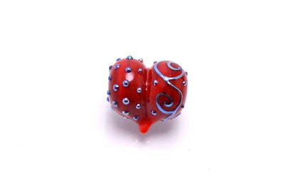 handmade red jewelry bead jewelry making set red bead glass heart shape bead Murano style bead artisan lampwork glass making red heart shape