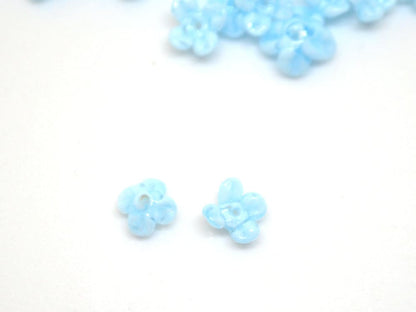 blue flower beads aqua blue sky beads mini flower beads small flower beads something blue tiara crown handmade lampwork beads light blue