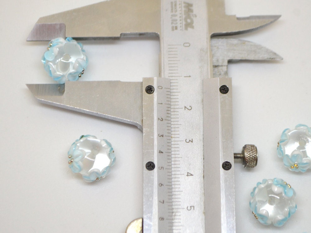 blue flower beads with flower bracelet wedding bridal bracelet making jewelry lampwork handmade artisan lampwork top quality beads tender