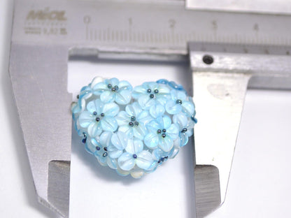 flower lampwork wedding jewelry making heart bead something blue romantic pendant handmade blue flower bead artisan lampwork floral glass