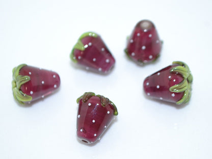 Red wine Strawberry glass beads, Lampwork berry beads, Lampwork berries, Lampwork strawberry, Berry jewelry, Burgundy berry beads