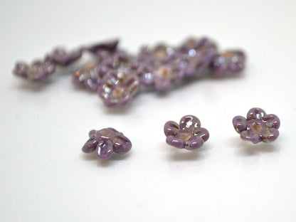 Dark lilac Mini flower beads, Purple shine beads, Small flowers, Flower embellishment, Tiny flowers, Small Tiara flowers