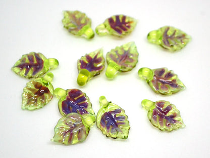 leaf flower set beads lampwork handmade glass leaves small flowers lampwork leaves lampwork leaf beads set leaves glass bead work green leaf
