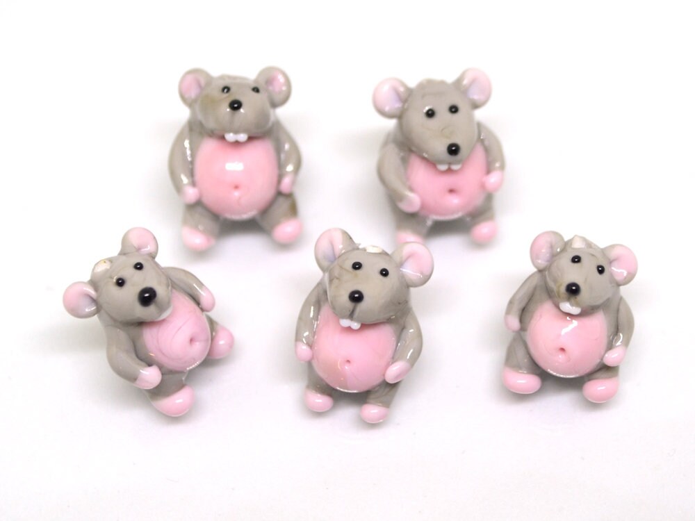 Glass Rat beads, Rat pendant charm, Tiny mouse bead, Jewelry making, Year of the rat, chinese new year, new year gift, Symbol of the year