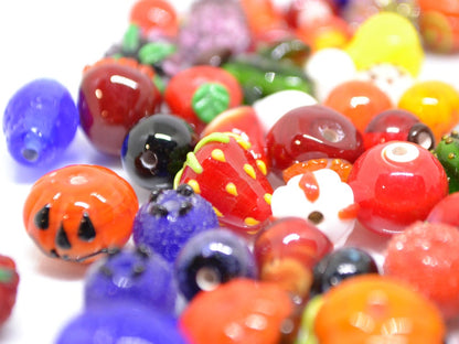 Lampwork Berry beads set 150pcs, Mix glass berries, Handmade berry beads, Oranges, Raspberry, Pomegranate, Apple, Dog-rose, Strawberry