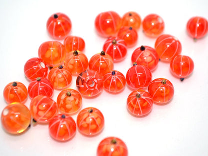 Glass currant beads, Orange lampwork berries, Glass berry, Lampwork currant, Artisan lampwork, Food glass beads, half-drilled beads