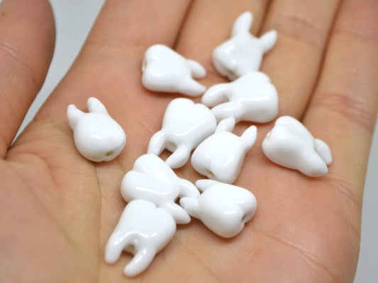 Glass tooth beads - Dentist gift- Teeth beads - Dentist beads funny - Halloween beads, Artisan lampwork, Handmade beads Teeth jewelry Human