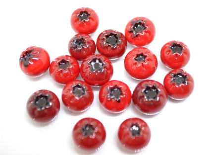 Red lingonberry glass beads, Red glass huckleberry, Nothern berry, Lampwork berry, Lampwork cowberry, Glass red whortleberry