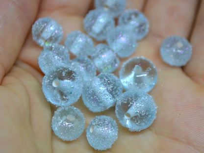 Blue frosted beads, Sugar Glitter bead, Winter glass beads, Sugar lampwork beads, Artisan lampwork, Stardust glass beads, Christmas beads