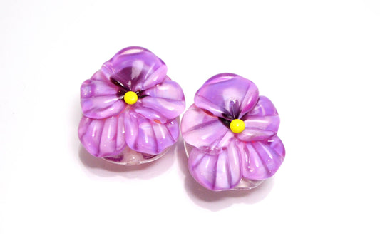 Pansy jewelry pansy lampwork bead pansy jewelry supply violet flower violet glass bead violet jewelry Floral Lampwork artisan lampwork
