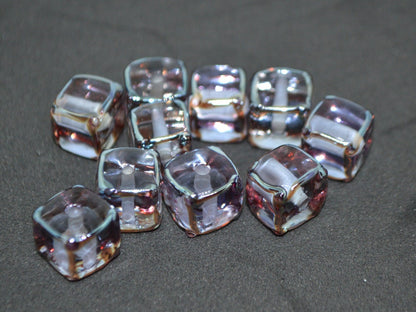 Gray lavender square beads, Dusty Purple cube beads, 12mm square beads, Gray cube beads, Dimond gray spacer beads, Gray lampwork,Murano bead