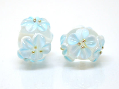 blue flower beads with flower bracelet wedding bridal bracelet making jewelry lampwork handmade artisan lampwork top quality beads tender