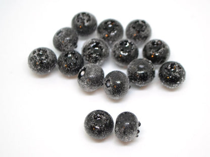 Glass black blueberry, Lampwork berry, Frost glass berries, Lampwork blueberry