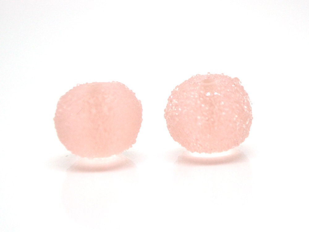 Handmade frosted glass pink beads, Chunky Bubblegum, Gumball bead, sugar coated beads, Artisan lampwork, 13mm glass bead Rondelle pale pink