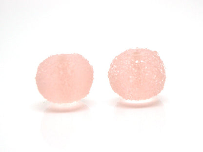 Handmade frosted glass pink beads, Chunky Bubblegum, Gumball bead, sugar coated beads, Artisan lampwork, 13mm glass bead Rondelle pale pink