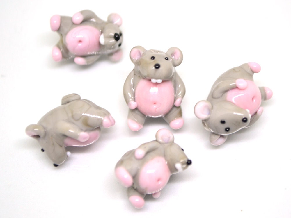 Glass Rat beads, Rat pendant charm, Tiny mouse bead, Jewelry making, Year of the rat, chinese new year, new year gift, Symbol of the year