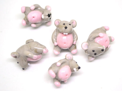 Glass Rat beads, Rat pendant charm, Tiny mouse bead, Jewelry making, Year of the rat, chinese new year, new year gift, Symbol of the year