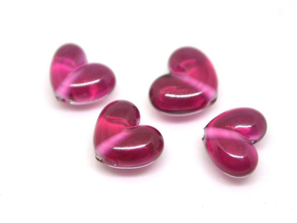 Small pink heart beads, Flat heart beads, Lampwork heart, Pink glass beads, Glass heart shape bead, Heart bracelet making, Artisan lampwork