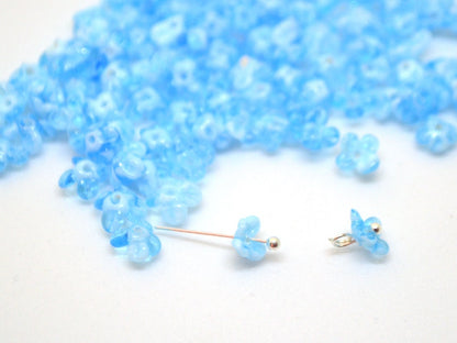 blue flower beads aqua blue sky beads mini flower beads small flower beads something blue tiara crown handmade lampwork beads light blue