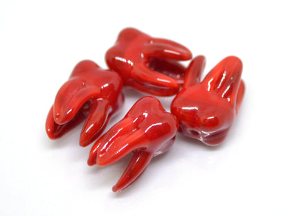 Red tooth beads, Red Molar beads, Glass Root tooth beads, Dentist gift, Dentist surprise,Lampwork beads, Teeth necklace