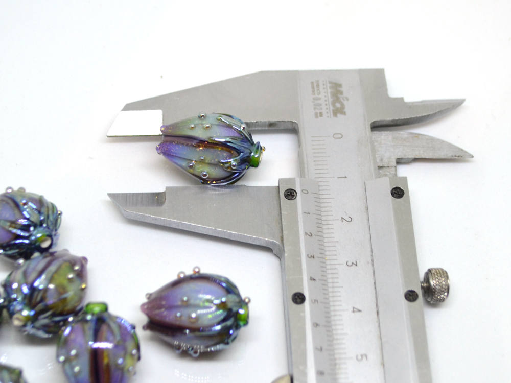 dichroic glass flower lampwork beads sparkling glass bead glitter beads purple glass beads lavender beads floral glass beads stardust beads