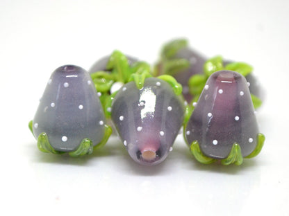 Pale purple Strawberry glass beads, Lampwork berry beads, Lampwork berries, Lampwork strawberry, Berry jewelry, Summer beads