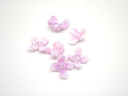 Lavender pink flower beads, Matiola flower beads, Tiny flowers, 12mm flower beads, Handmade glass beads, Artisan lampwork, Floral lampwork