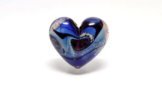 blue heart jewelry romantic bead wedding jewelry making glass heart sea glass bead shaped necklace blue artisan lampwork glass color heart
