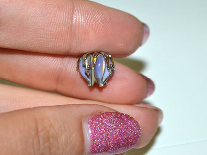 Purple gold glass beads, 10mm flower beads, Sparkle flower bead, Floral theme beads, Floral lampwork, Artisan lampwork, Lavender