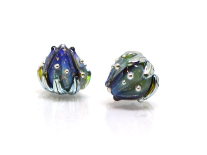 Small 7mm black blue stardust silver flower glass beads, Tiny flower beads, Mini flower beads, Beads wholesale, Artisan lampwork